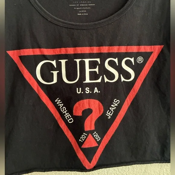 GUESS Logo Crop Top in Black and Red L - Picture 7 of 10